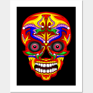 Cool Colorful Skull Head Art Posters and Art